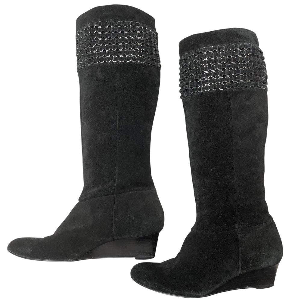 Calvin Klein Brigit Black Suede Wedge Boots